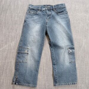 Weather Vane Jeanswear Womens Size 3 Cargo Capri Jeans Medium Wash Denim Cropped